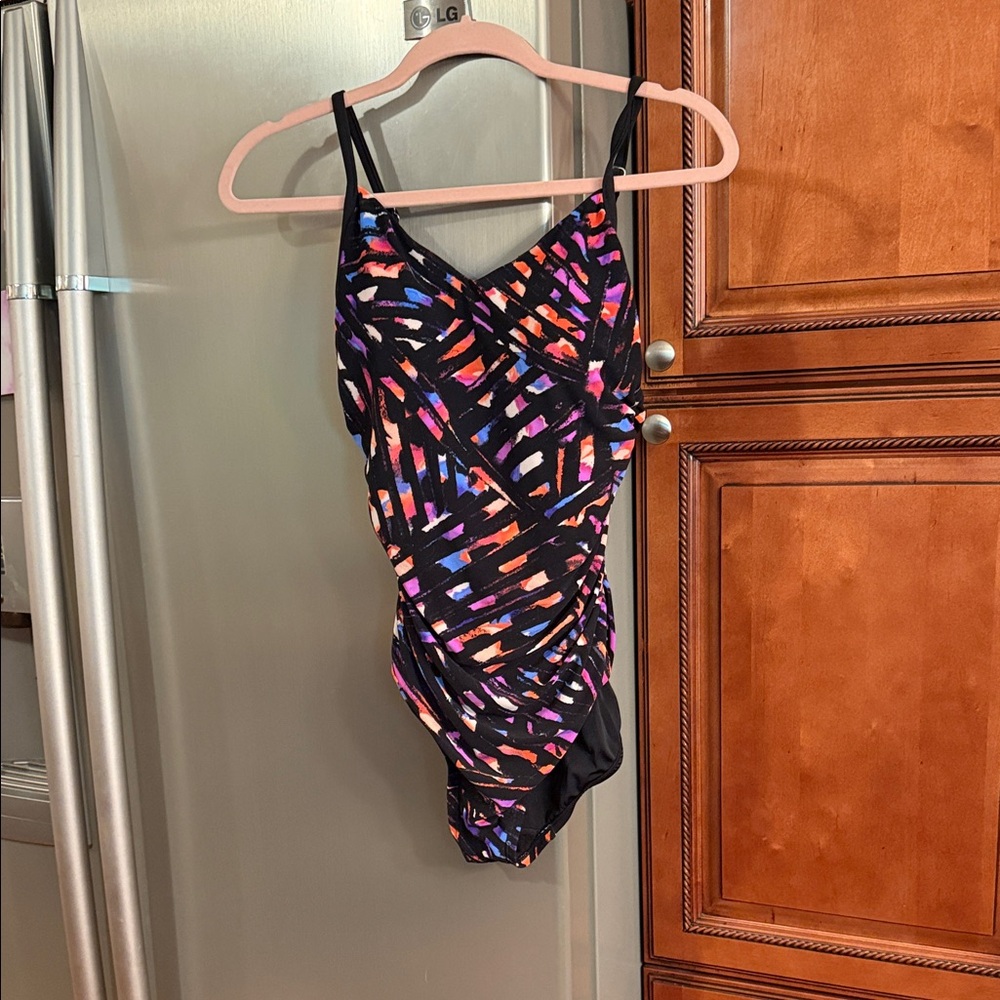 Aqua Green Elegant Black Swimsuit